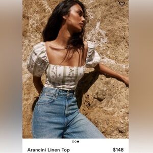 Reformation Cream Floral Puff Sleeve Blouse